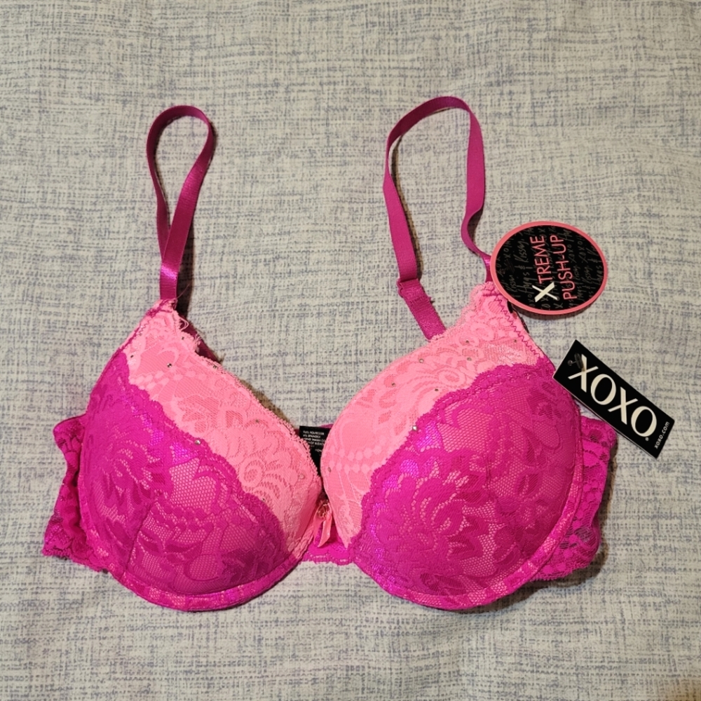 XOXO Pink Lace Push-Up Padded Bra - NEW - 34B